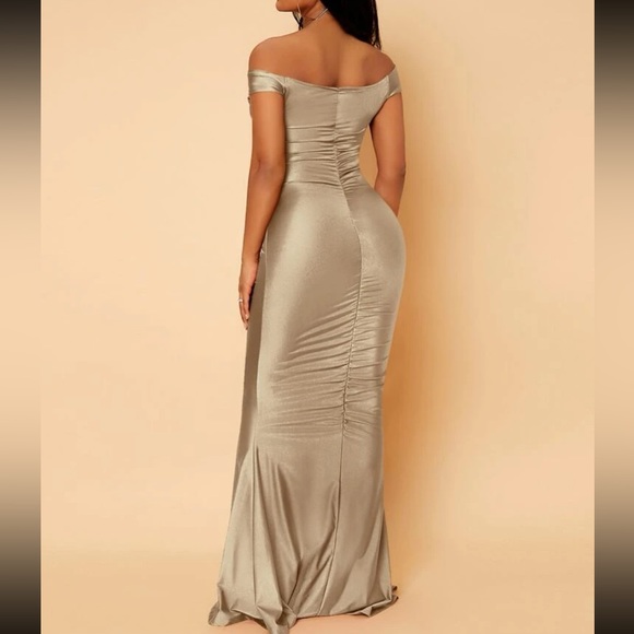 Luxe twist front party formal evening bridesmaids prom mermaid hem dress - Picture 4 of 6